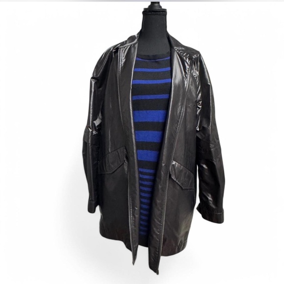 🖤 FRENCH CONNECTION Faux Leather Raincoat ☔ Size: M (fits oversized) - Picture 2 of 8